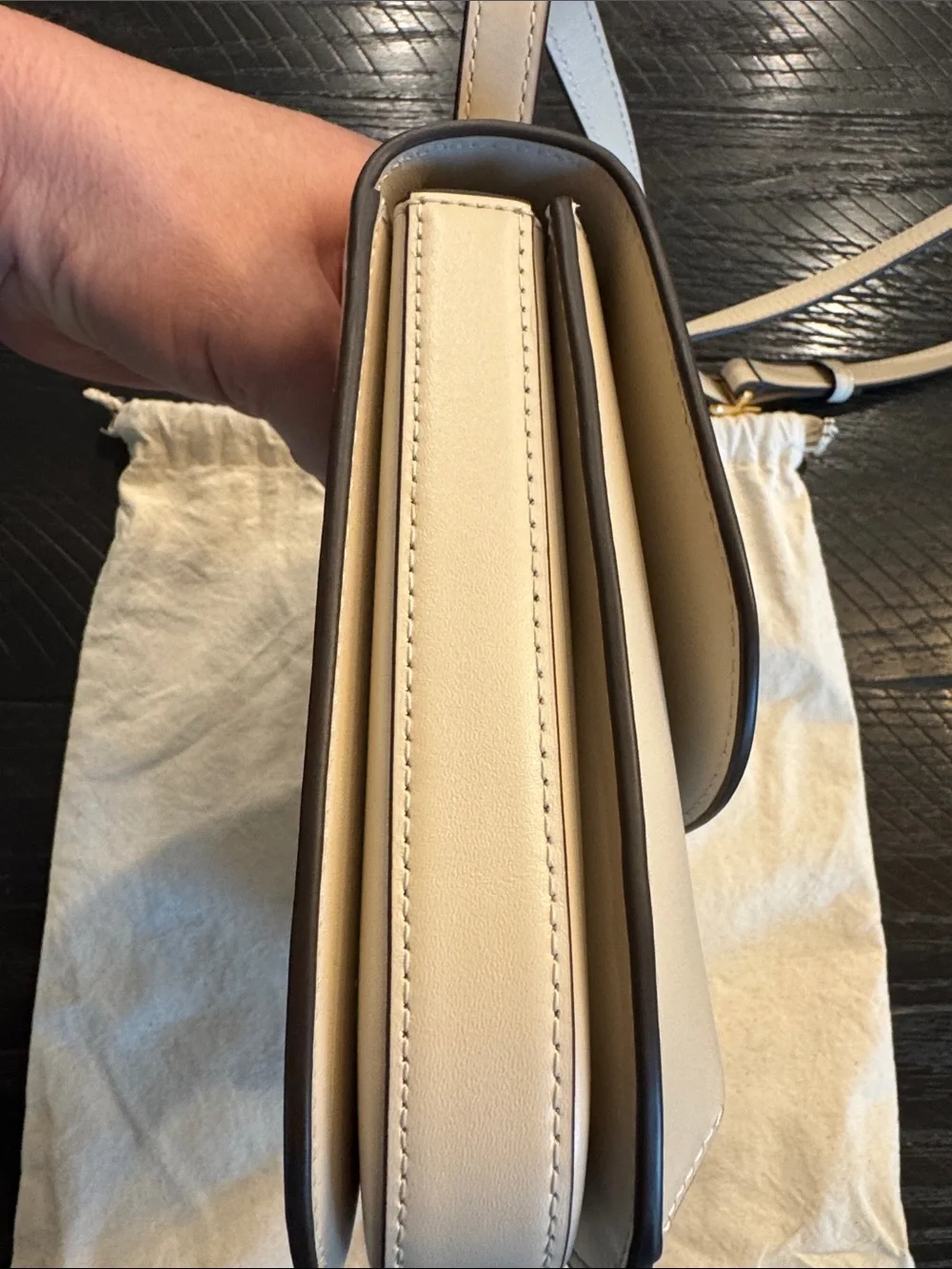 Tory Burch Cream Eleanor Crossbody Slim Saddle Bag
